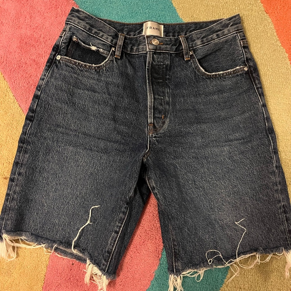 Frame Denim Button-Fly Jeans in Dark Blue